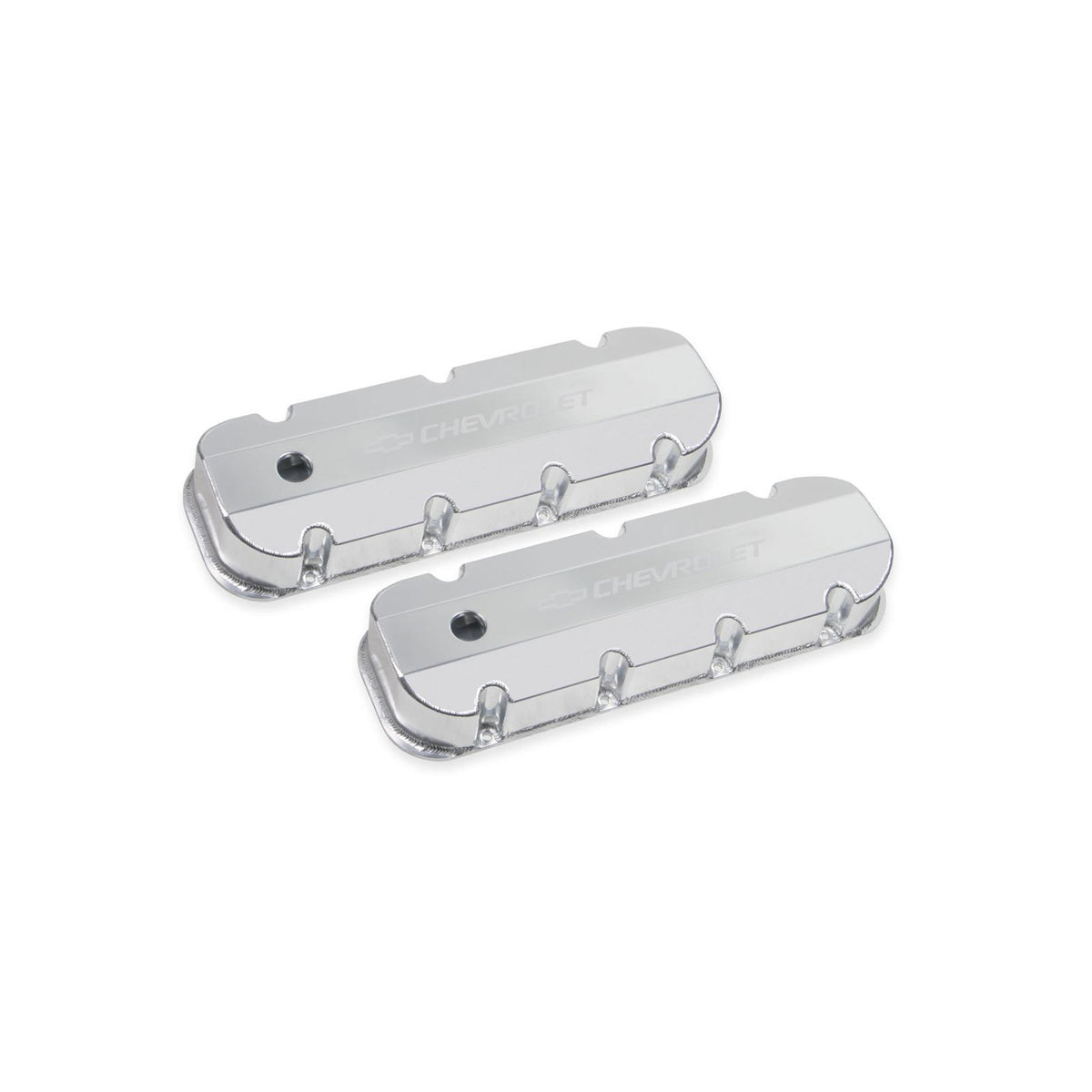 GM Licensed Valve Cover Track Series BBC Fabricated Aluminum Silver 1965-2000 Chevrolet Big Block 396-454 Cubic Inch Smooth Top W/hole Long Bolt Holley
