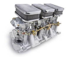 Tri-Power 3x2 SBC Intake and Carburetor Kit 350 CFM 2300 Shiny Gasoline Holley