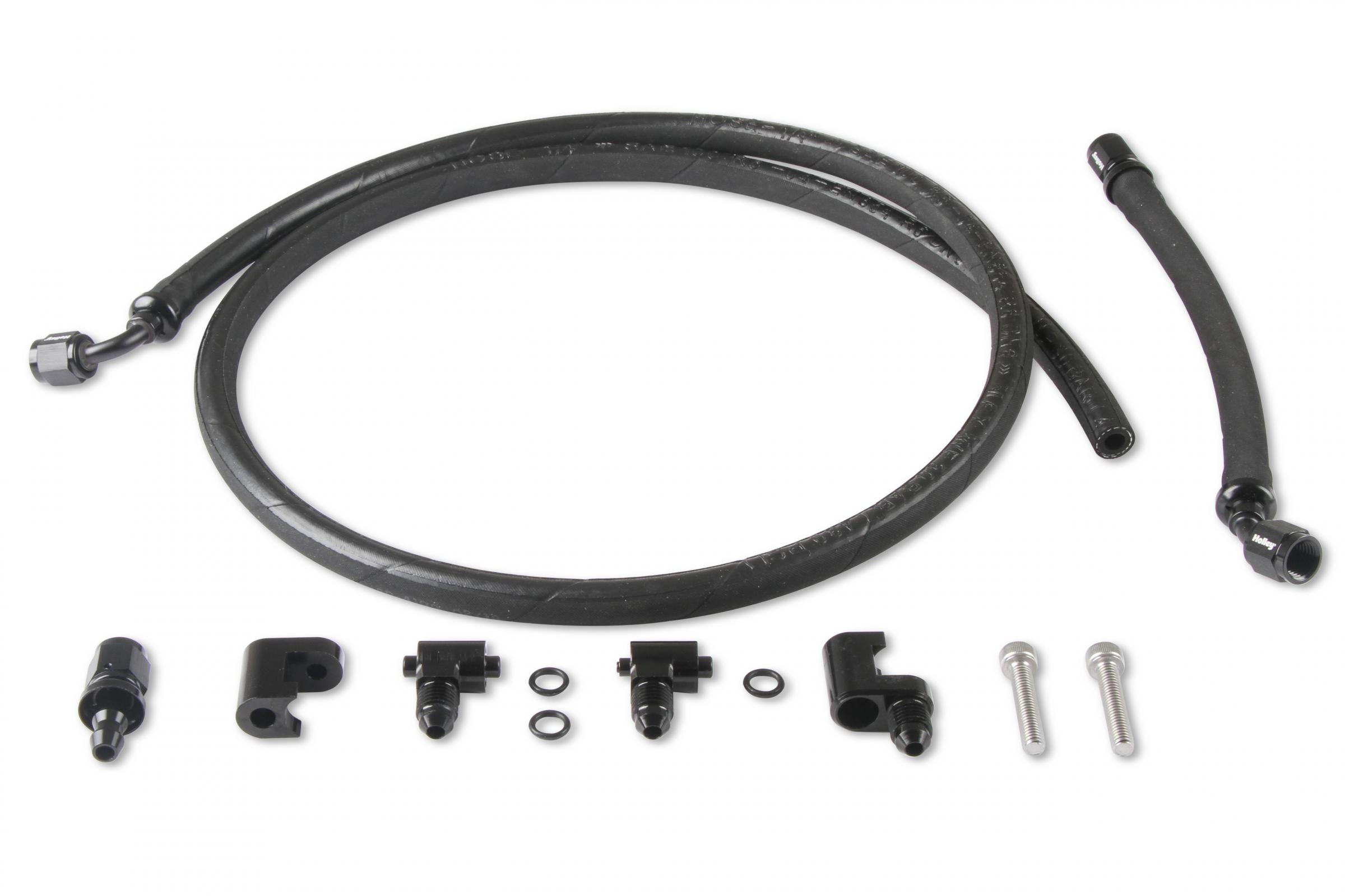 LS Steam Tube Kit W/Black Push-On Hose, Black Aluminum Hose Ends & Adjustable Steam Vent Adapters for the Front Outlets on the Engine Holley