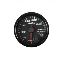 Analog Style Water Temperature Gauge Water Temperature Standard 2-1/16 Size 120-260 Black Face Black Bezel Holley