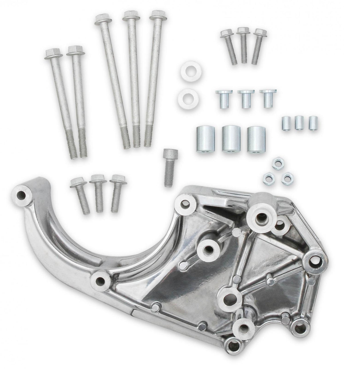 LS High-Mount A/C Accessory Drive Bracket Fits Sanden SD508 or SD7 Comp Polished Passenger's Side Bracket Only (A/C) Fits Sanden SD508 or SD7 Comp Holley