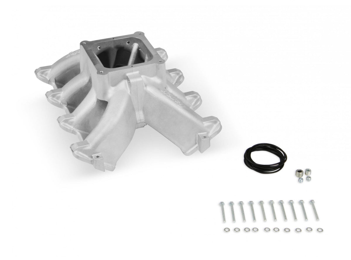 Single Plane 4500 Carbureted Split-Design Race Intake Manifold GM LS1/LS2/LS6 Fits GM LS1/LS2/LS6 Carbureted with Cast Finish Holley