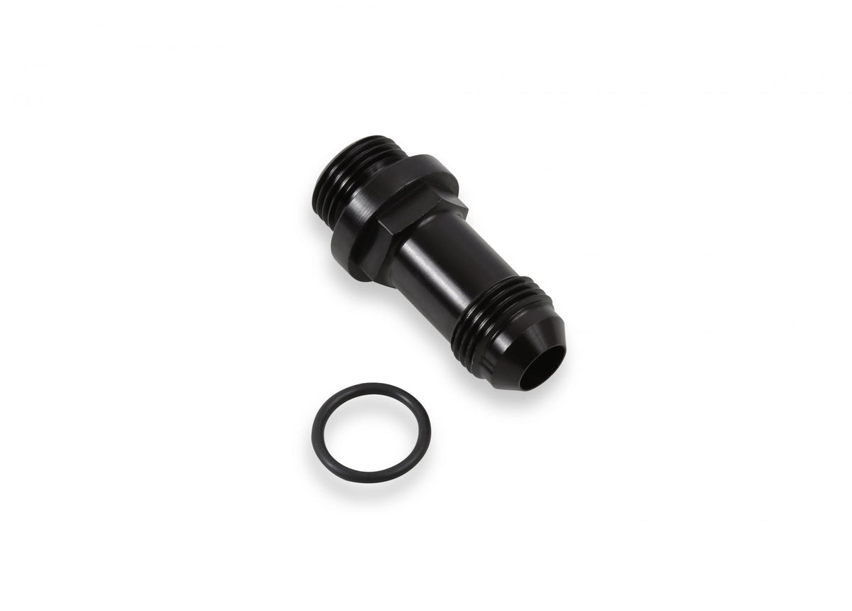 Fuel Inlet Fitting Long -8AN Male Fuel Inlet Fitting (Black ) with -8AN O-Ring Threads for Ultra XP Fuel Bowls Holley
