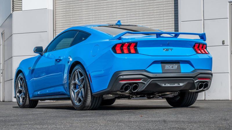 Borla 2024 Ford Mustang GT 5.0L V8 w/ Active Exhaust ATAK Cat-Back Exhaust System - Black Chrome - mounted view
