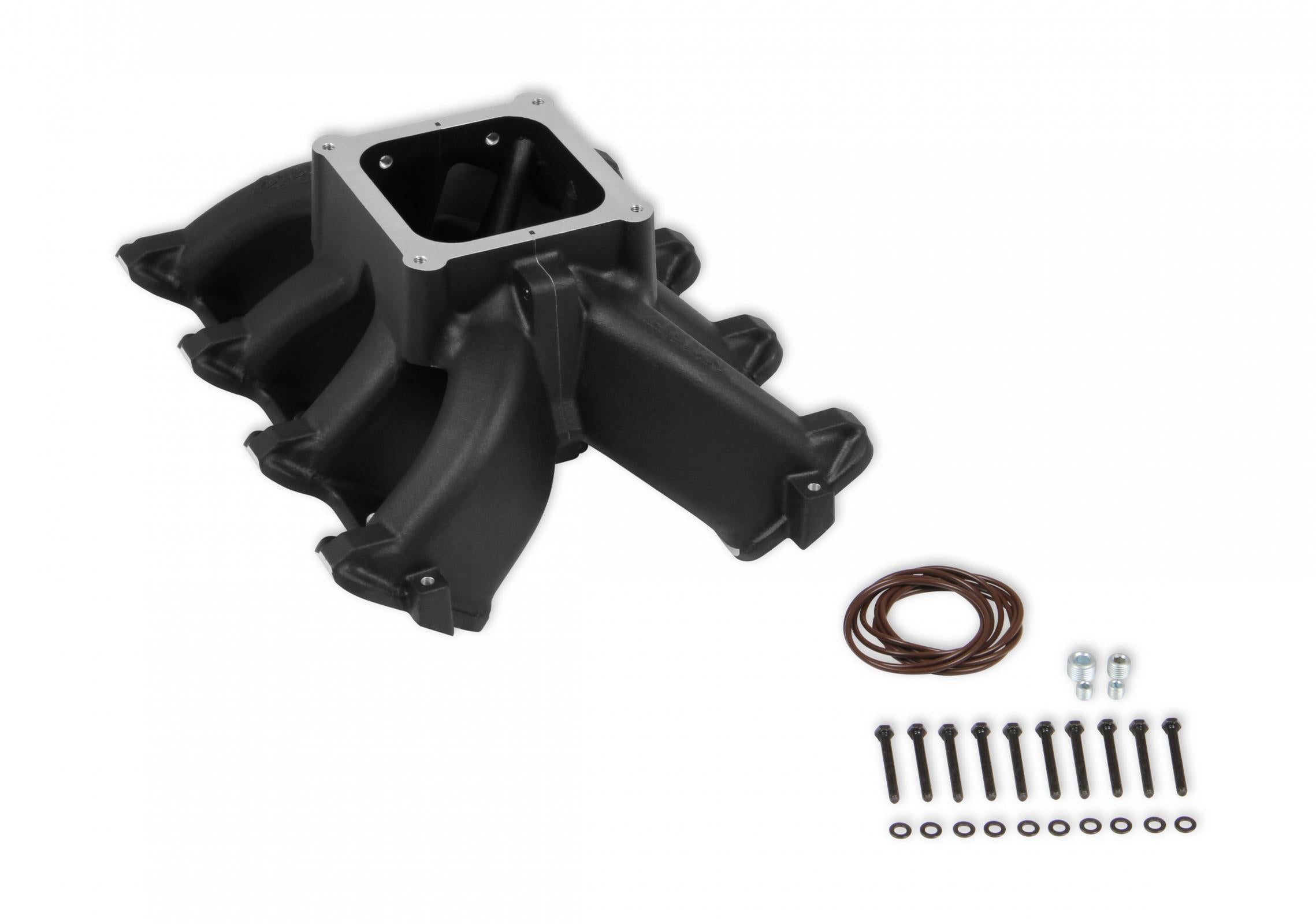 Single Plane 4500 Carbureted Split-Design Race Intake Manifold GM LS1/LS2/LS6 Fits GM LS1/LS2/LS6 Carbureted with Black Finish Holley