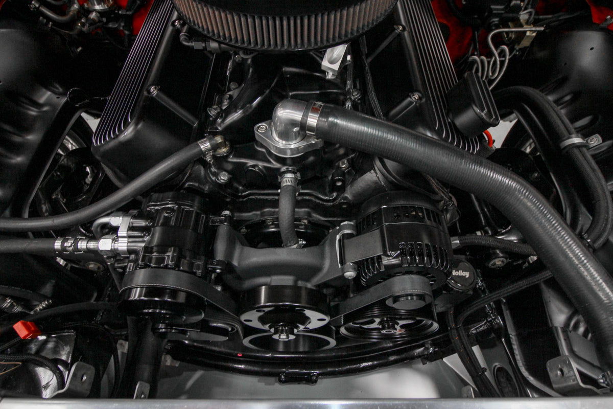 Big Block Chevy Mid-Mount Complete Accessory System Big Block Chevy Mid-Mount Complete Accessory System- Natural Finish Holley