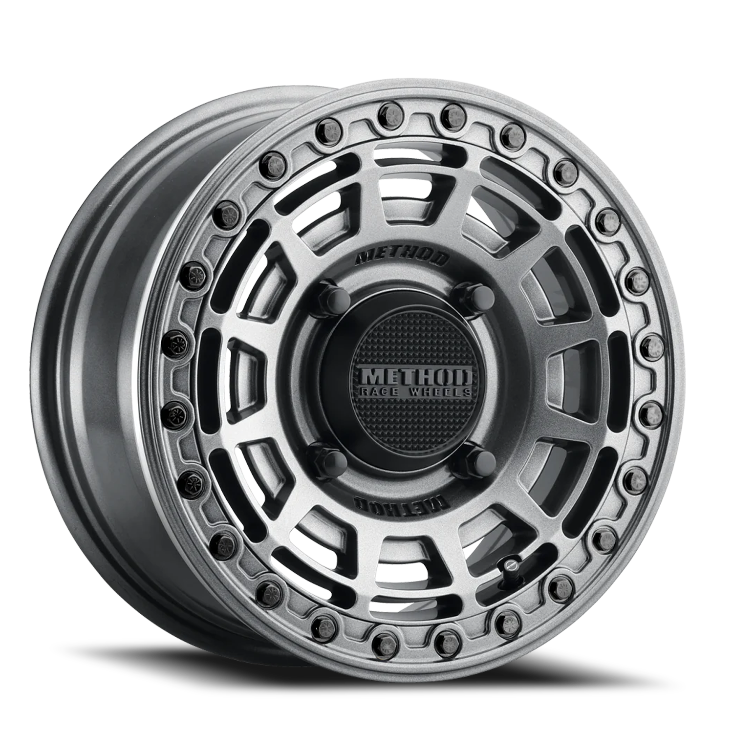 Aluminum Wheels 15x7 MR415 Beadlock UTV Bolt Pattern 4 On 156 Offset 38 Lip Size 0 Graphite GY Gloss Graphite Ring Method