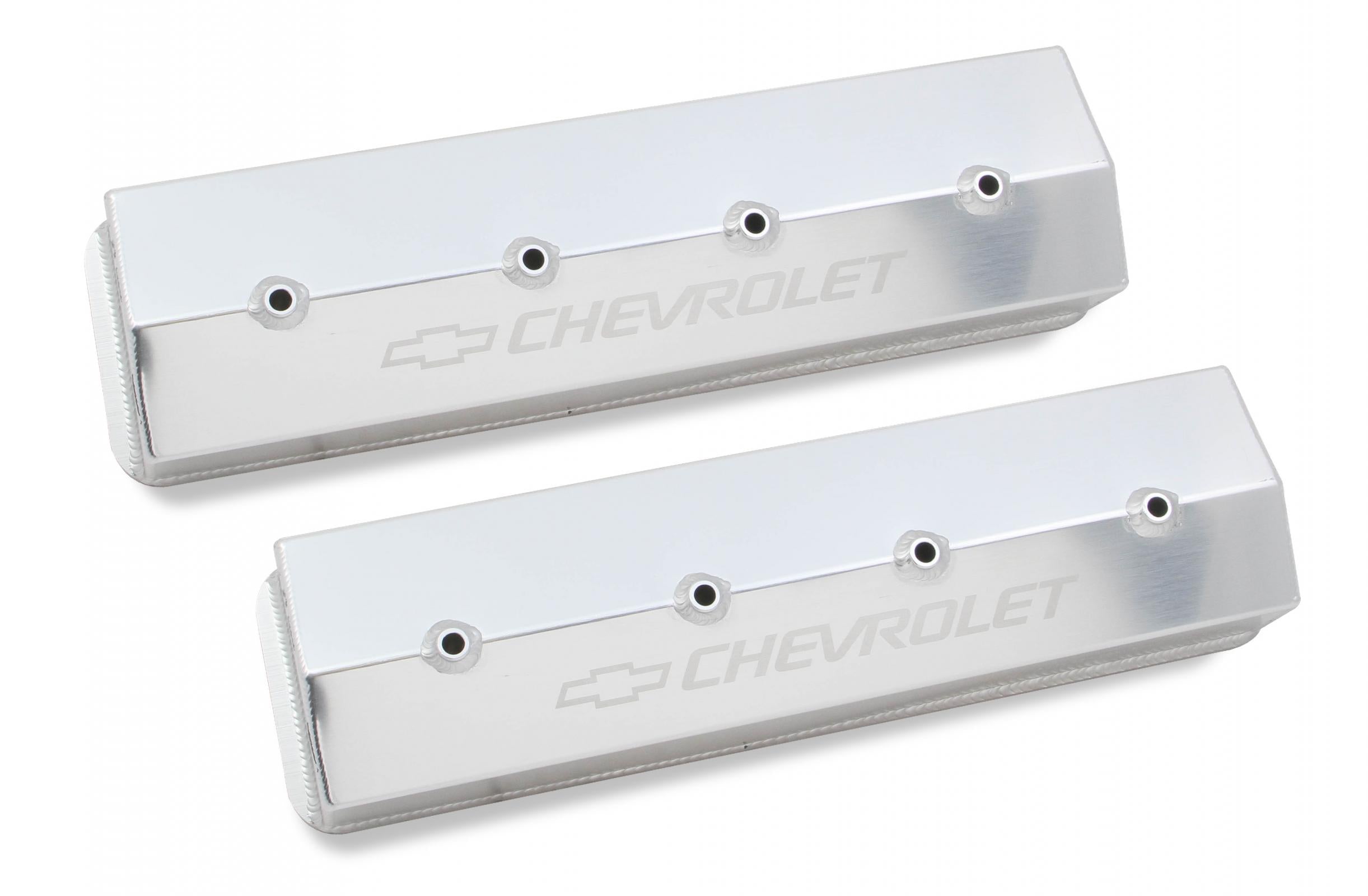 GM Licensed Valve Cover Track Series SBC Fabricated Aluminum Center Bolt Silver 1987-1997 Chevrolet Small Block 305-350 Cubic Inch Tall (3.75) No Hole Holley