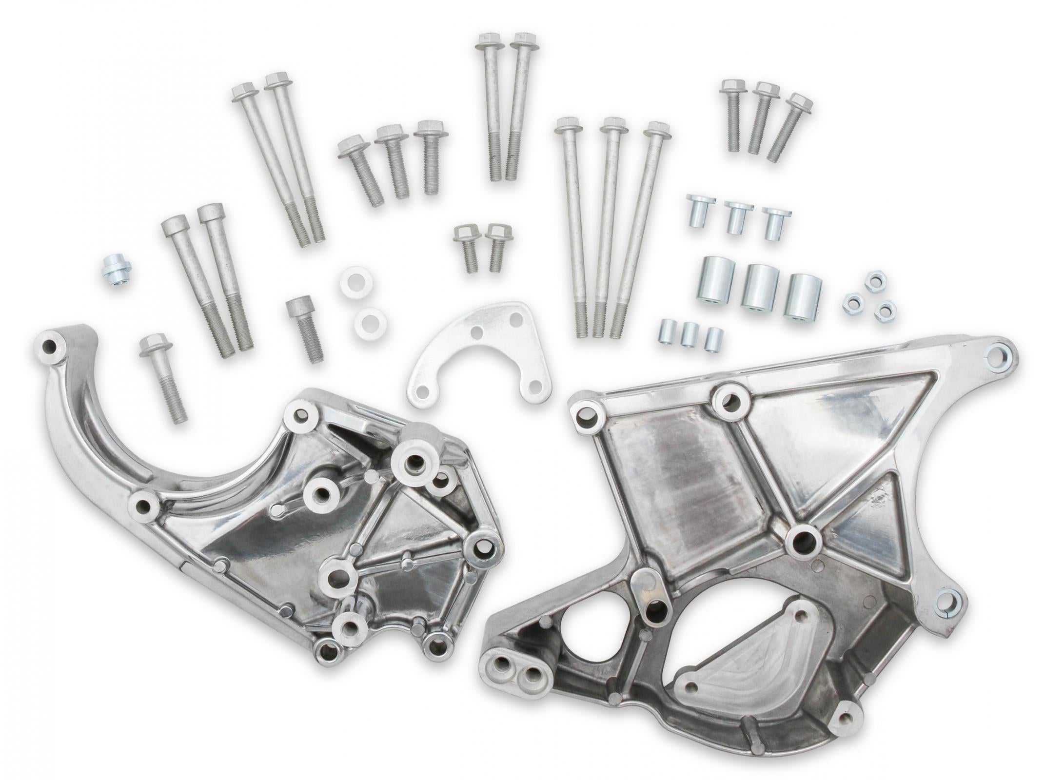 LS/LT High-Mount Accessory Drive Bracket Passenger's & Driver's Side Brackets Polished Alt, P/S & A/C- Fits Sanden SD508 or SD7 Comp Holley
