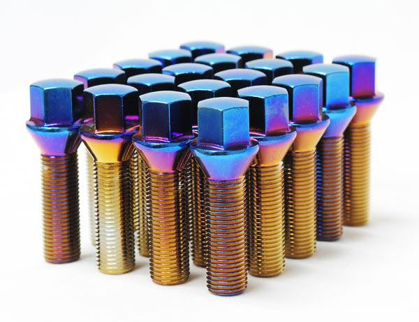 Wheel Mate Mevius Lug Bolt Set of 20 - Blue Neon 12x1.50 27mm Cone 60 DEG TAP - 40621UN Photo - Primary