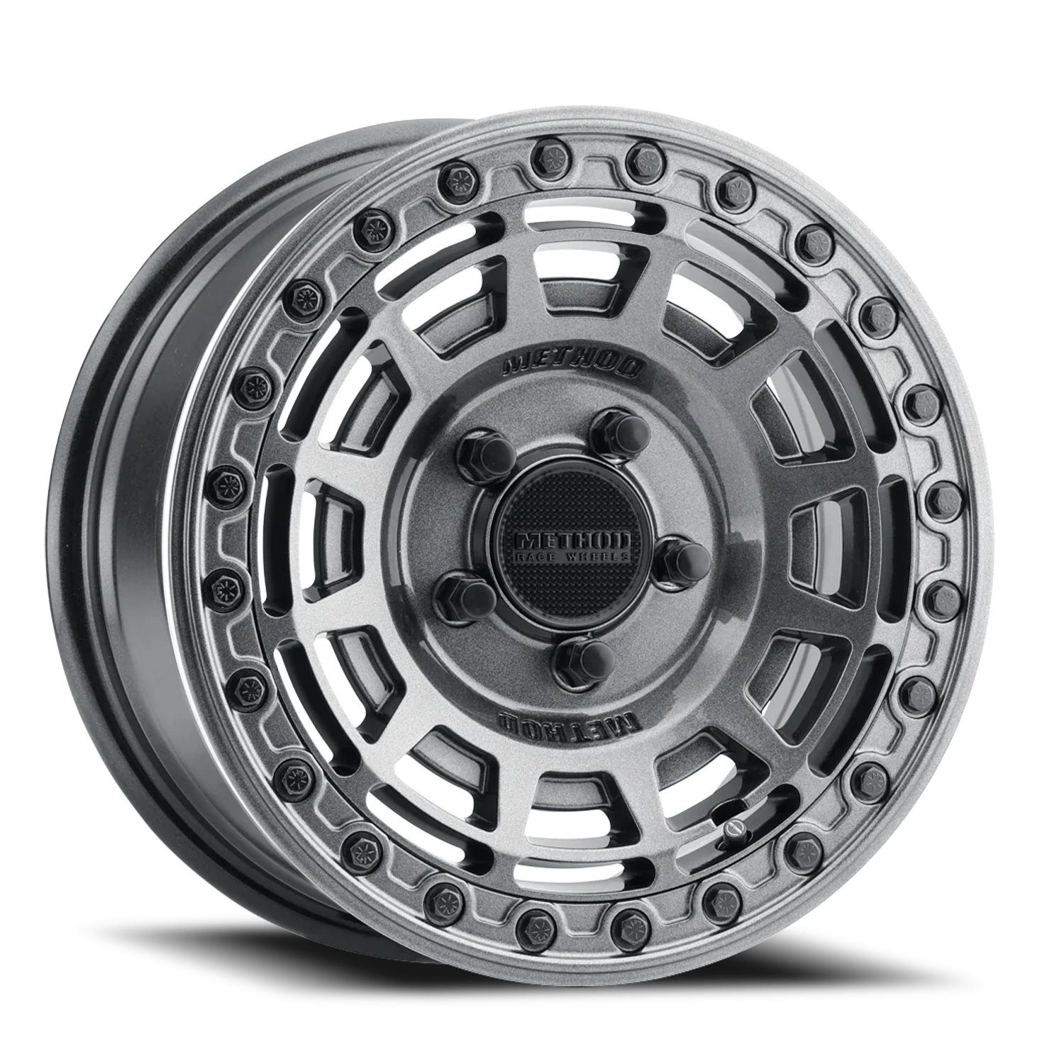 Aluminum Wheels 15x7 MR415 Beadlock UTV Bolt Pattern 5 On 114.3 Offset 38 Lip Size 0 Graphite GY Gloss Graphite Ring Method