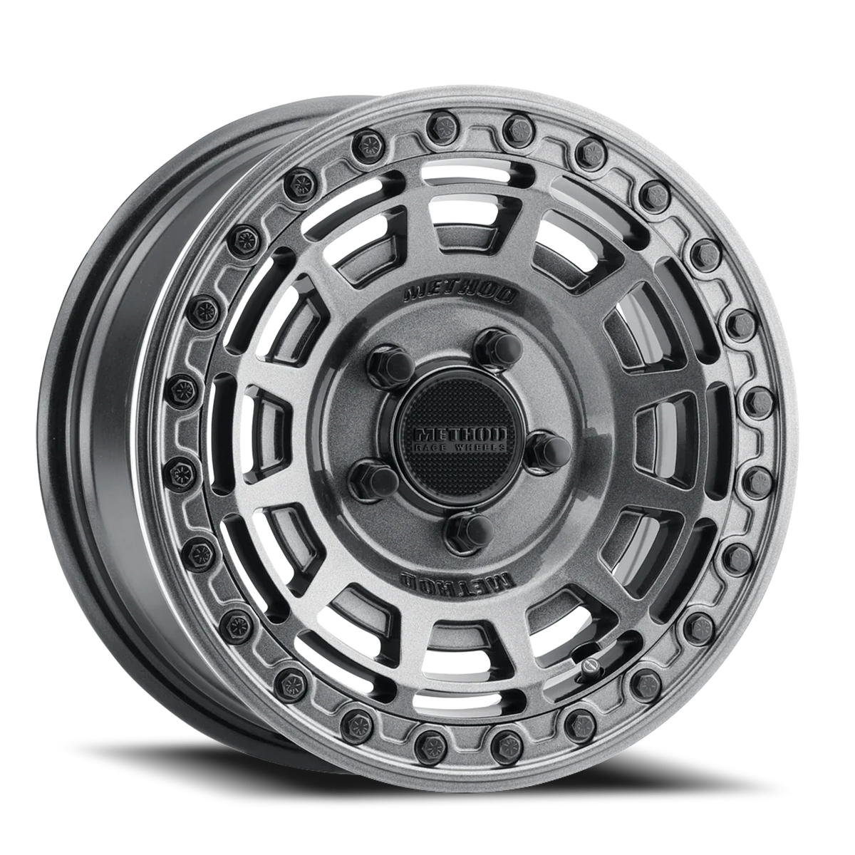 Aluminum Wheels 15x10 MR415 Beadlock UTV Bolt Pattern 5 On 114.3 Offset 25 Lip Size 2.09 Graphite GY Gloss Graphite Ring Method