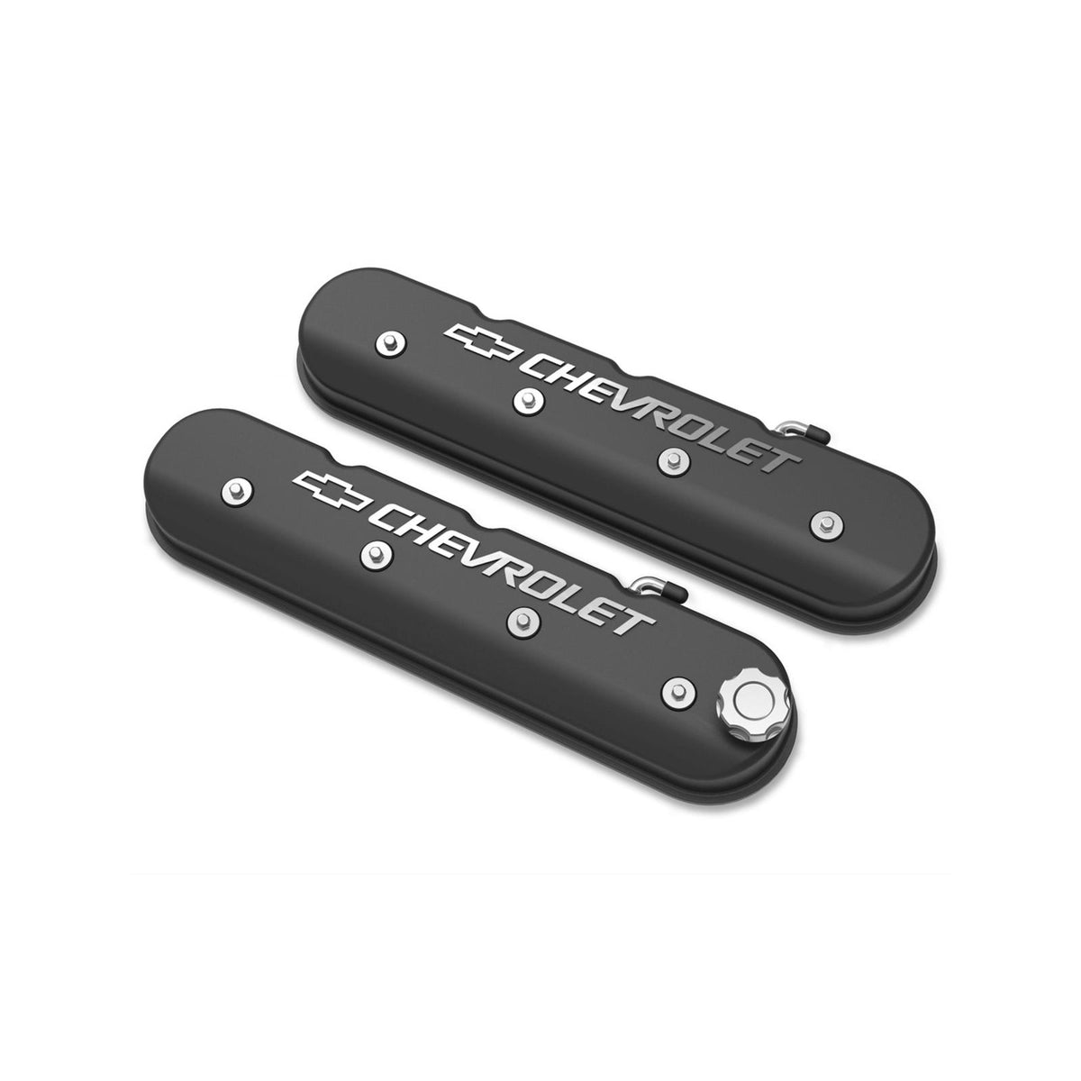 Tall LS Valve Cover with Bowtie/chevrolet Logo Satin Black Machined Finish Includes Lengthened Hardware, OE Style Baffle System, and Billet Fill Cap Holley