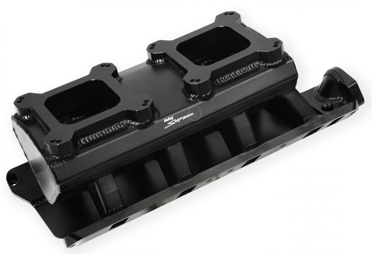 Sheet Metal Fabricated Intake Manifold Ford 289-302 Sheet Metal Fabricated Intake Manifold 289-302 Small Block Ford Dual Quad Single Plane Carbureted Black With Logo Sniper EFI