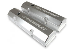 GM Licensed Valve Cover Track Series SBC Fabricated Aluminum Perimeter Bolt Silver 1958-1986 Chevrolet Small Block 283-400 Cubic Inch Flat Top Holley