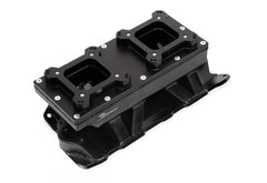 Sheet Metal Fabricated Intake Manifold Small Block Chevy Fabricated Intake Manifold Sbc Single Plane Carbureted (2 X 4150 Style Flange Changeable Plate) Black With Logo Sniper EFI