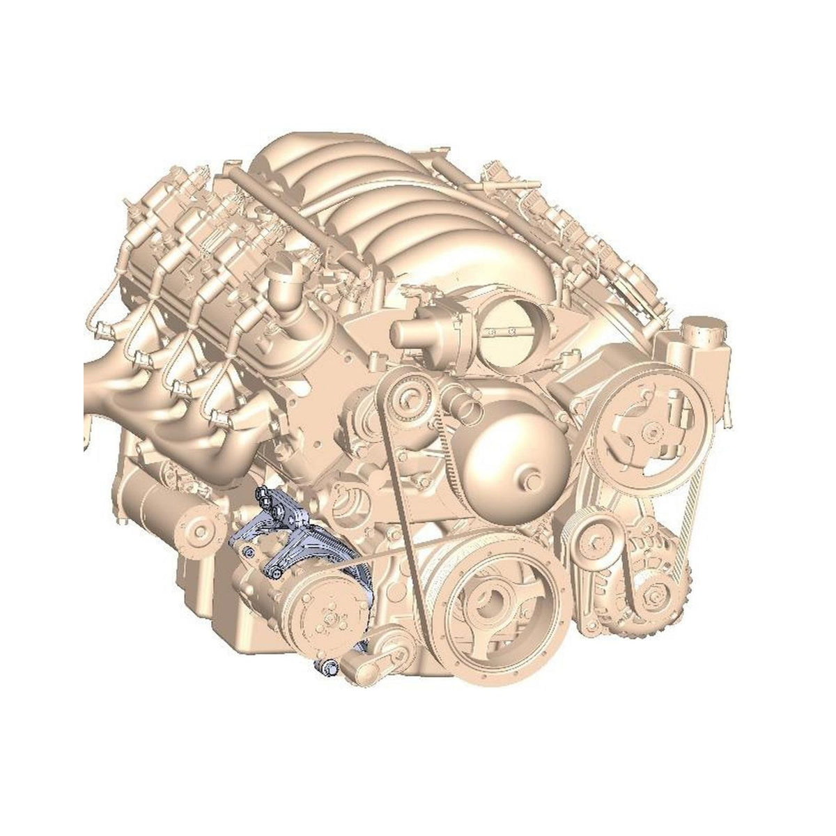 Low-Mount LS Drive System (A/C) W/ Sanden SD7 Compressor Passenger's Side Holley