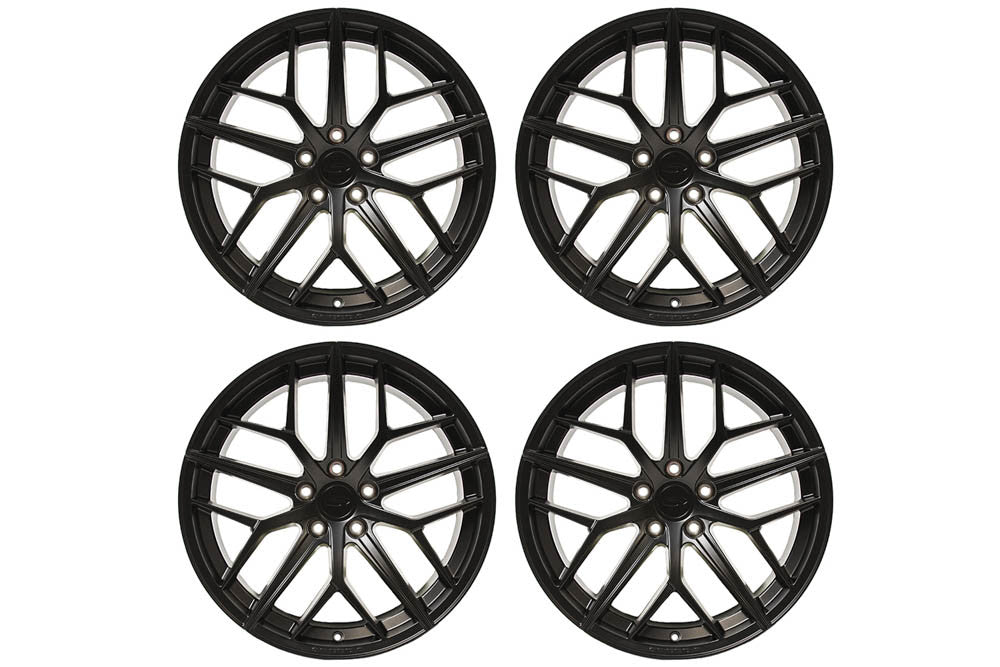 Steeda Mustang Trident Satin Black Staggered Wheel Package