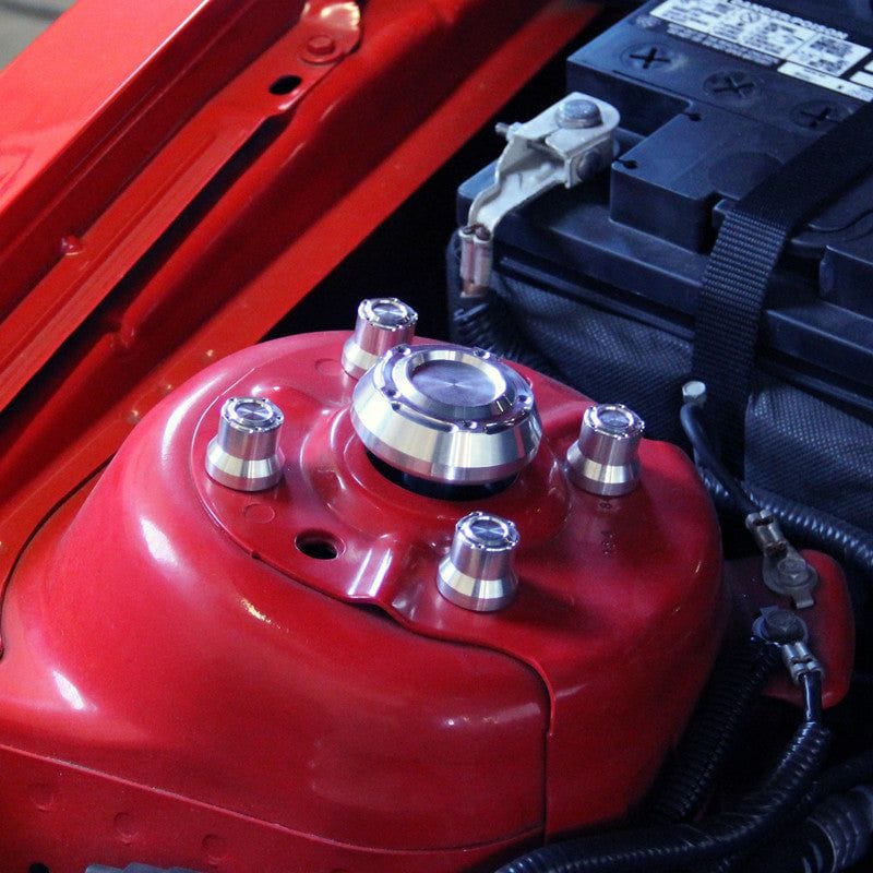 Billet Hex Strut Tower Cap Covers (fits 11-14 Mustang) UPR